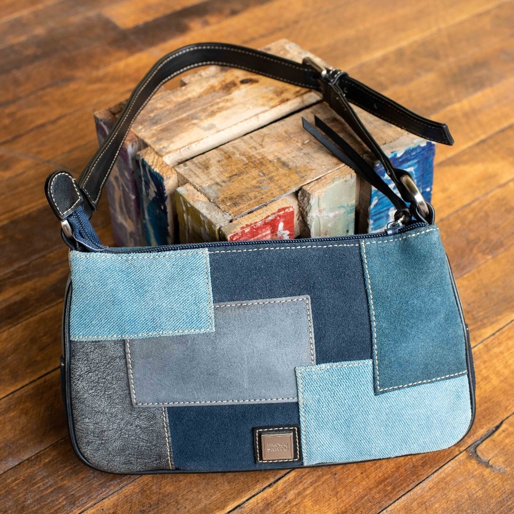NWT Blue Denim Suede Leather Purse